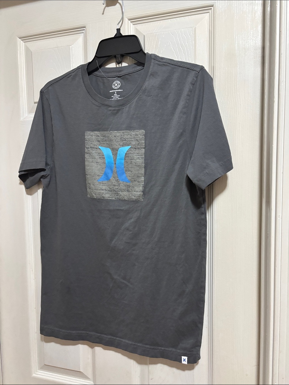 Hurley Charcoal Short-Sleeve Tee with Blue Logo